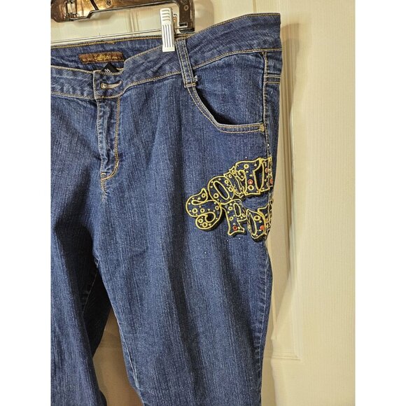 Southpole Jeans Womens Size 22x30 Blue Denim Regular Fit Embroidered Pockets - Picture 2 of 13